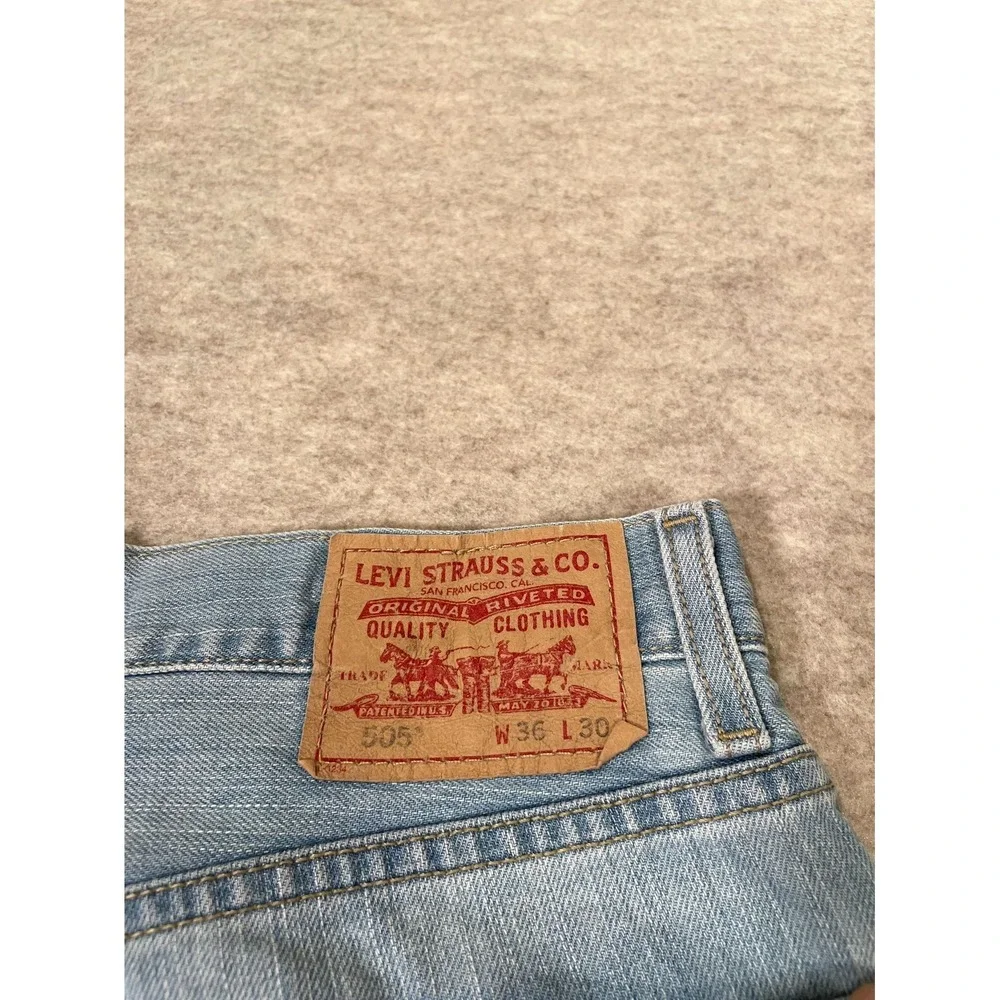 Levis 501 Original Fit Jeans Men 36x36 Blue Denim Cotton Straight Leg Light Wash